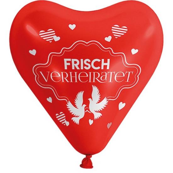 Herzballon "Frisch Verheiratet" rot, 30cm 