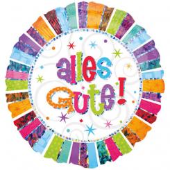Folienballon Rund 43cm "Alles Gute!" bunt glitzernd 
