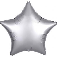 Folienballon Stern 48cm SILBER Satin 