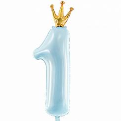 Folienballon Zahl XL "1" hellblau 